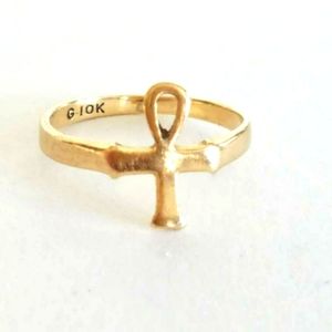 10kt Solid Gold Vintage Ankh Ring